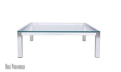 Couchtisch - Glasplatte mit Zargentischgestell: Floatglas, Parsolglas (graugetöntes Glas), Satinato-Glas, Optiwhite