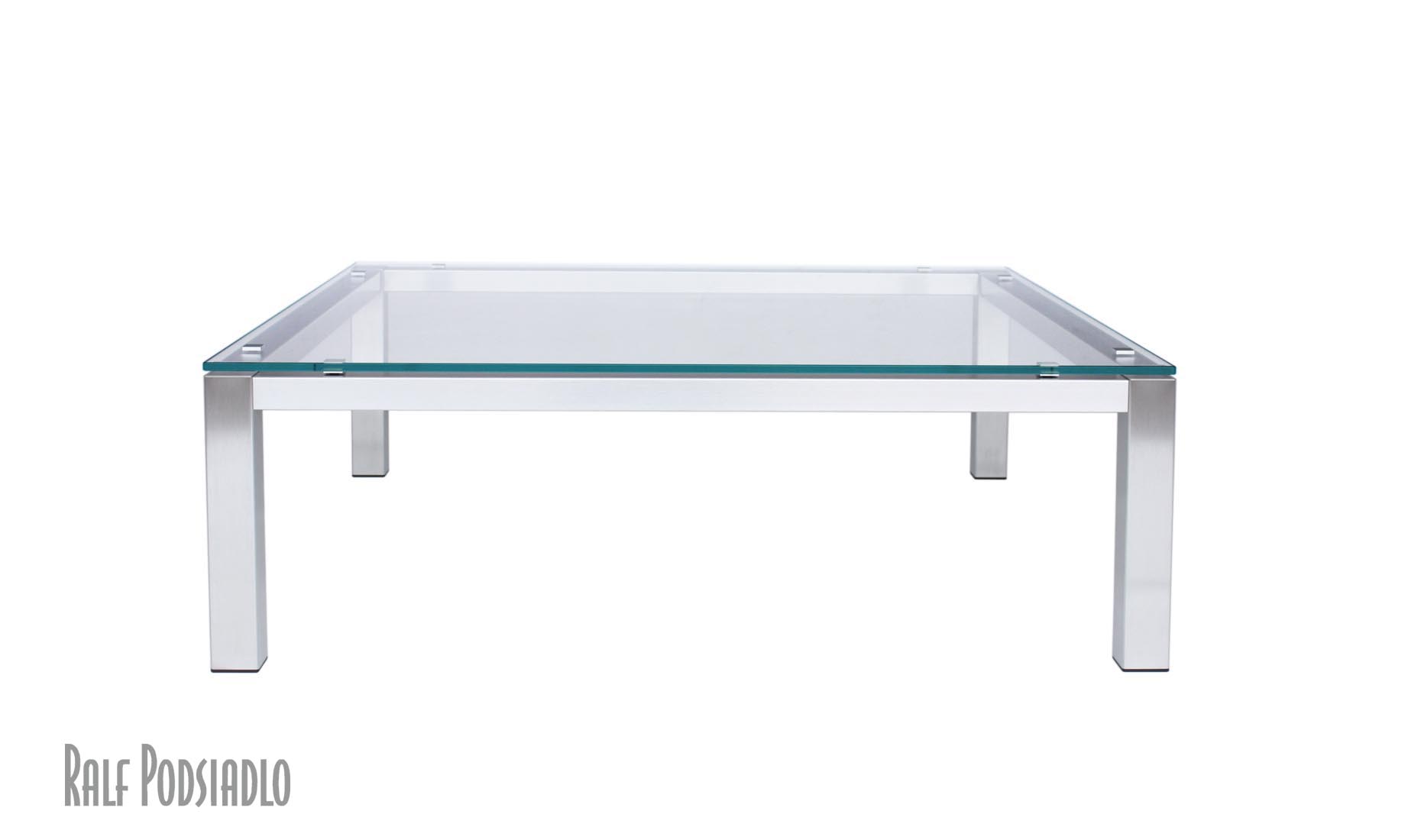 Couchtisch - Glasplatte mit Zargentischgestell: Floatglas, Parsolglas (graugetöntes Glas), Satinato-Glas, Optiwhite