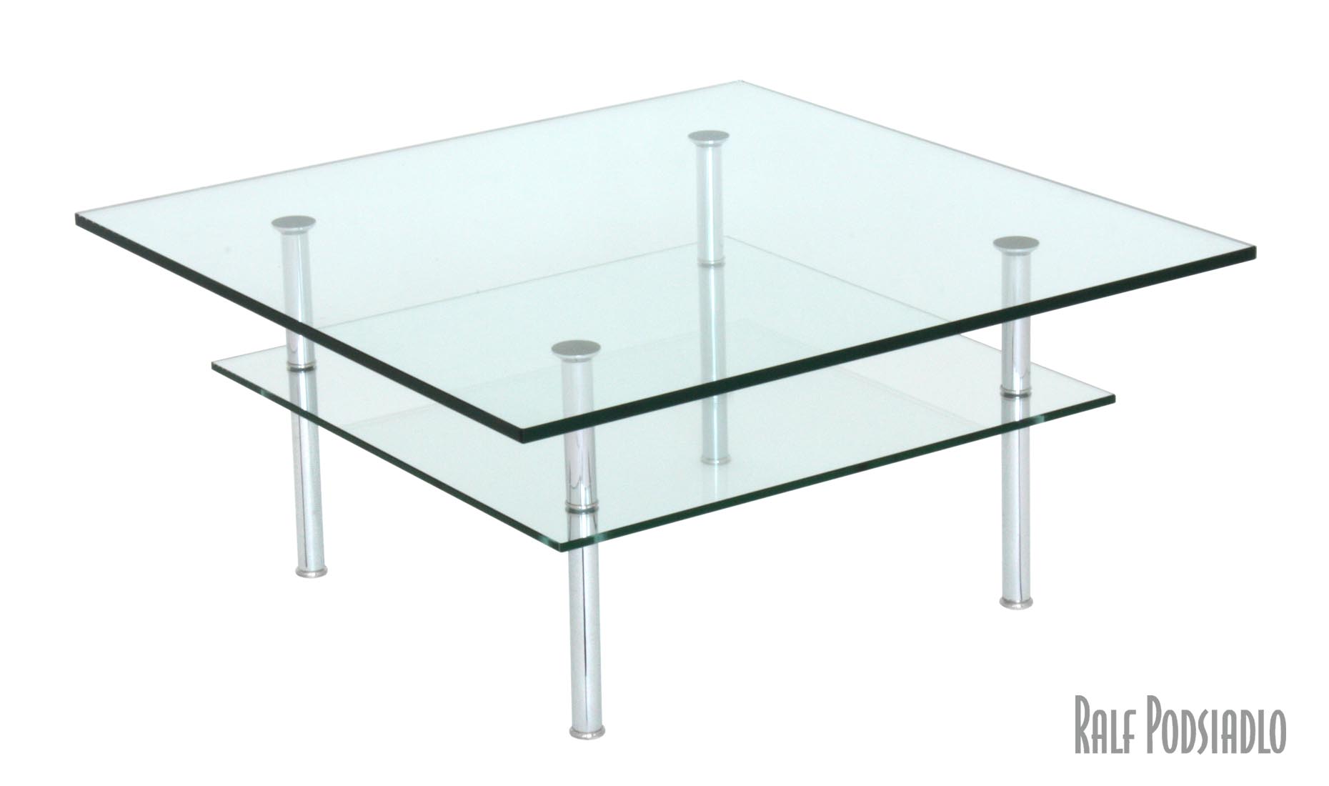 Clubtisch DUO mit Doppelt-Tschplatte verchromtes Gestell