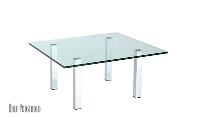 Clubtische Beine Stahl quadratisch - Glasplatte