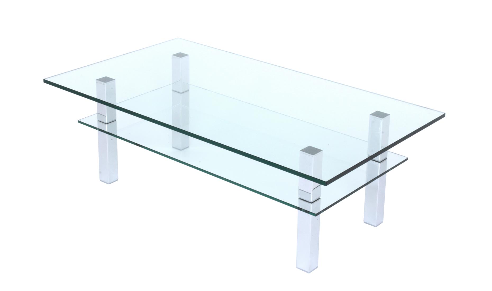 Couchtisch nach Maß CUB-DUO 120x70cm - Glas, Edelstahl, Chrom