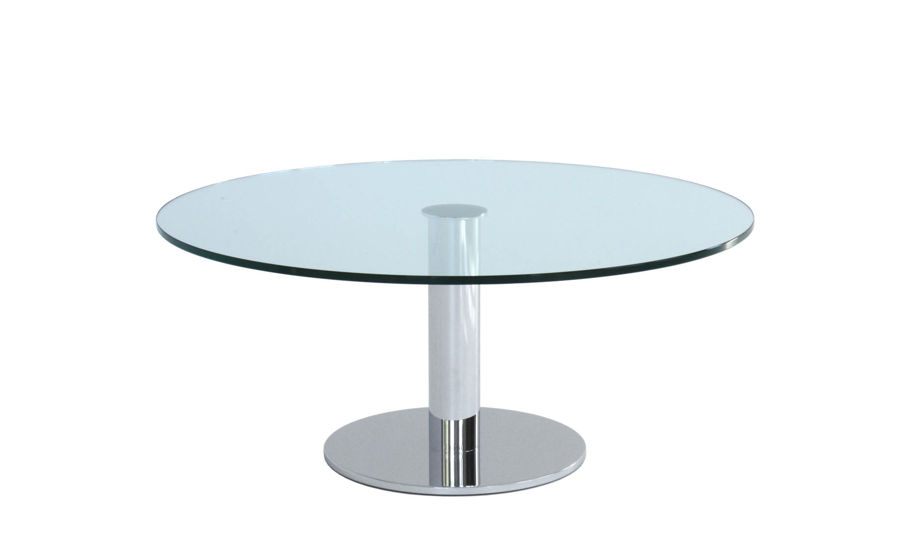 Kristall-Glastisch: CENTRO BODEN-R Mittelsäule + Bodenplatte verchromt (Clubtisch)