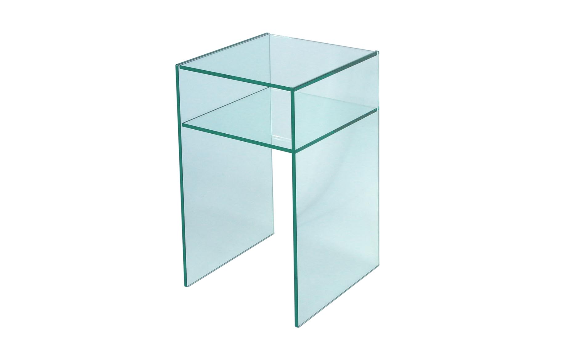 Glastische UV-Verklebt Nurglas-Tische - Floatglas, satiniertes, helles (Optiwhite), grau getöntes Glas, lackiertes Glas