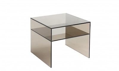 Glastisch mit farbiges Glas - Bronze - Glas-Ablage