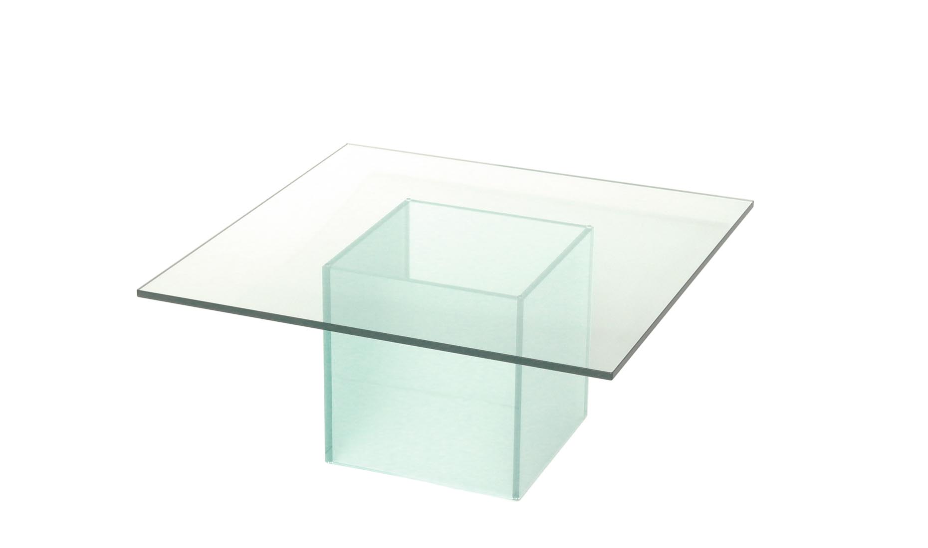 Couchtisch PODEST Glastische - UV-verklebt Floatglas, satiniertes, helles (Optiwhite), graues (Rauchglas), lackiertes Glas