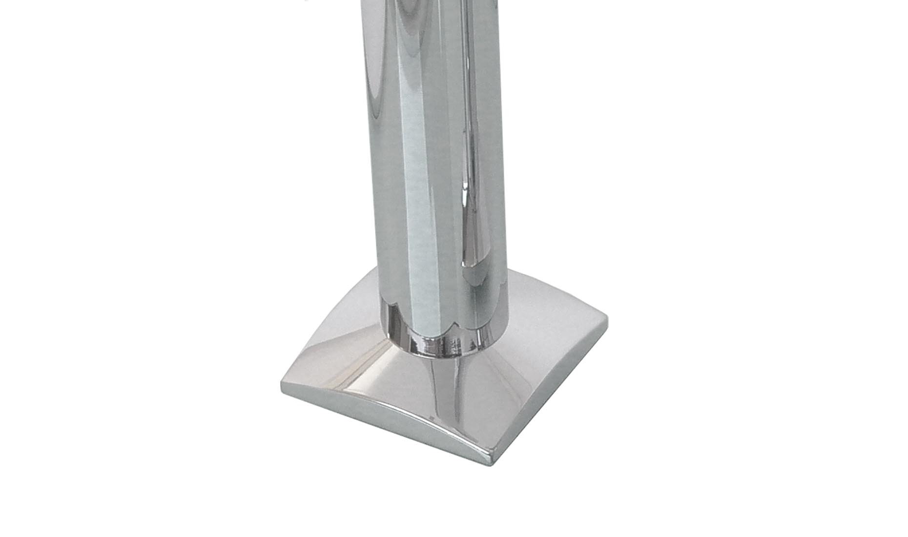 Beistelltische nach Maß CENTRO BODEN-Q unten DETAIL - Glas, Edelstahl, Chrom