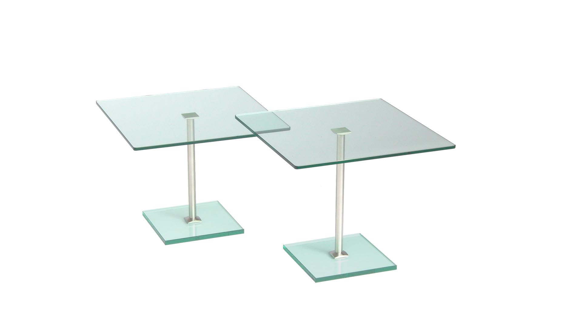 Beistelltische nach Maß CENTRO BODEN-Q - Beistelltische - Glas, Edelstahl, Chrom