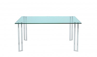 Glastische Küchentische DIAGO-VIII Edelstahl gebürstet / Stahl verchromt