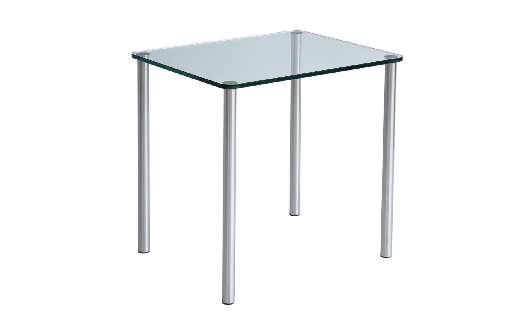 Küchentische mit Glasplatte - Tischplatten auch im Sonderform - Satinato Glas, helles Glas (Optiwhite) - Edelstahl oder Stahl verchromt