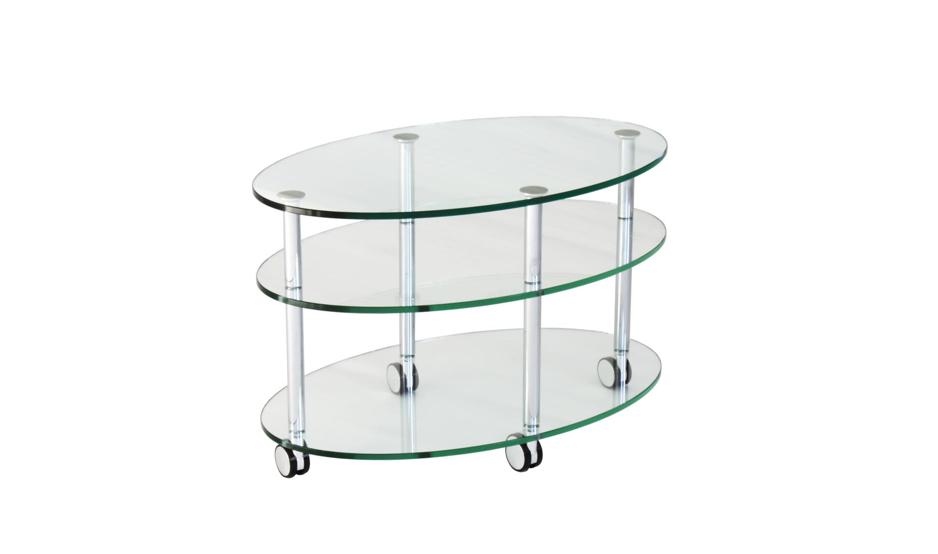 Glaswagen ETAGE-3B oval Chrom glänzend Rollen