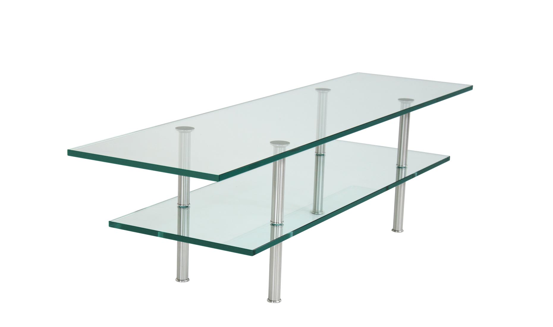 Designer Fernsehregal DUO-TV - Glasplatten mit polierten Kanten