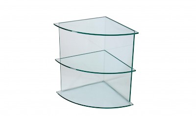 Glasregale Eck-Regale - uv-verklebtes Floatglas, satiniertes, helles (Optiwhite), graues Glas (Rauchglas)