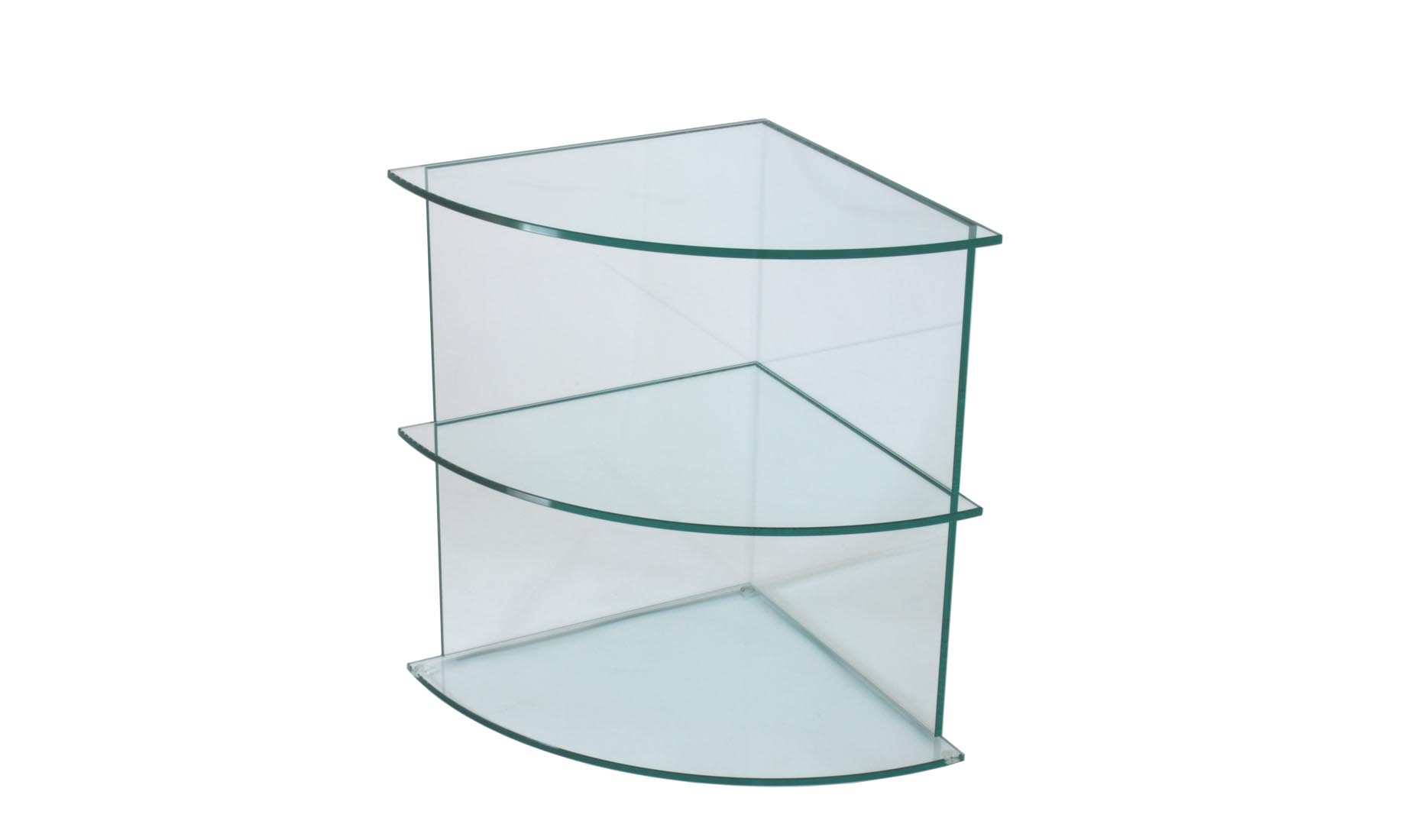 Glasregale Eck-Regale - uv-verklebtes Floatglas, satiniertes, helles (Optiwhite), graues Glas (Rauchglas)