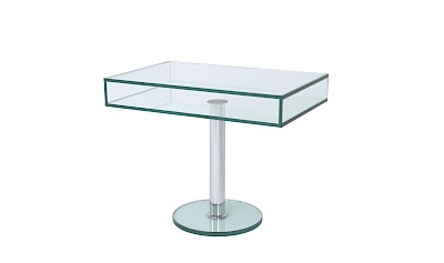 TV-Glas-Regale, TV-Konsolen, TV-Racks nach Maß - Glasmöbl - UV-Verklebt, Edelstahl / Chrom