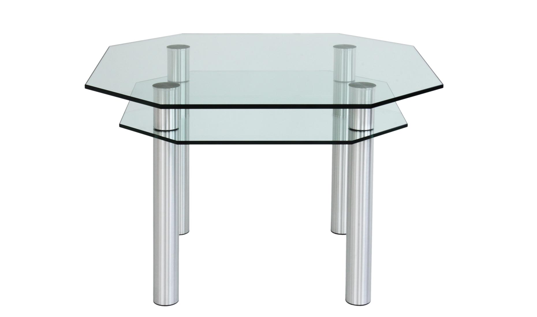 Esstische mit Glasablage nach Maß - Glas Oktagon-Form, Satinato, Weißglas