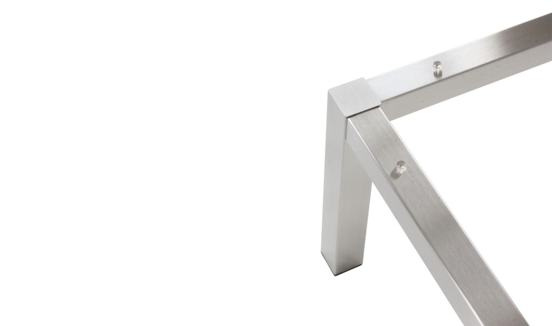 FRAME Tischgestell, Edelstahl für Arbeitstische, Esstische, Couchtische - Auflage für Glasplatte
