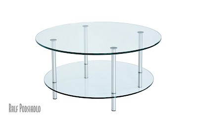 filigrane, runde Couchtische nach Maß - Glas-Ablage sehr niedrig