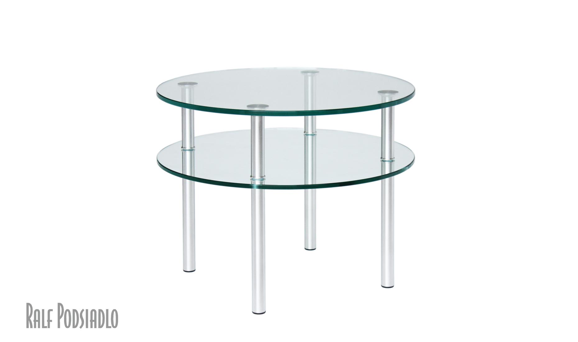 Couchtische, rund, Höhe nach Maß, Glasablage