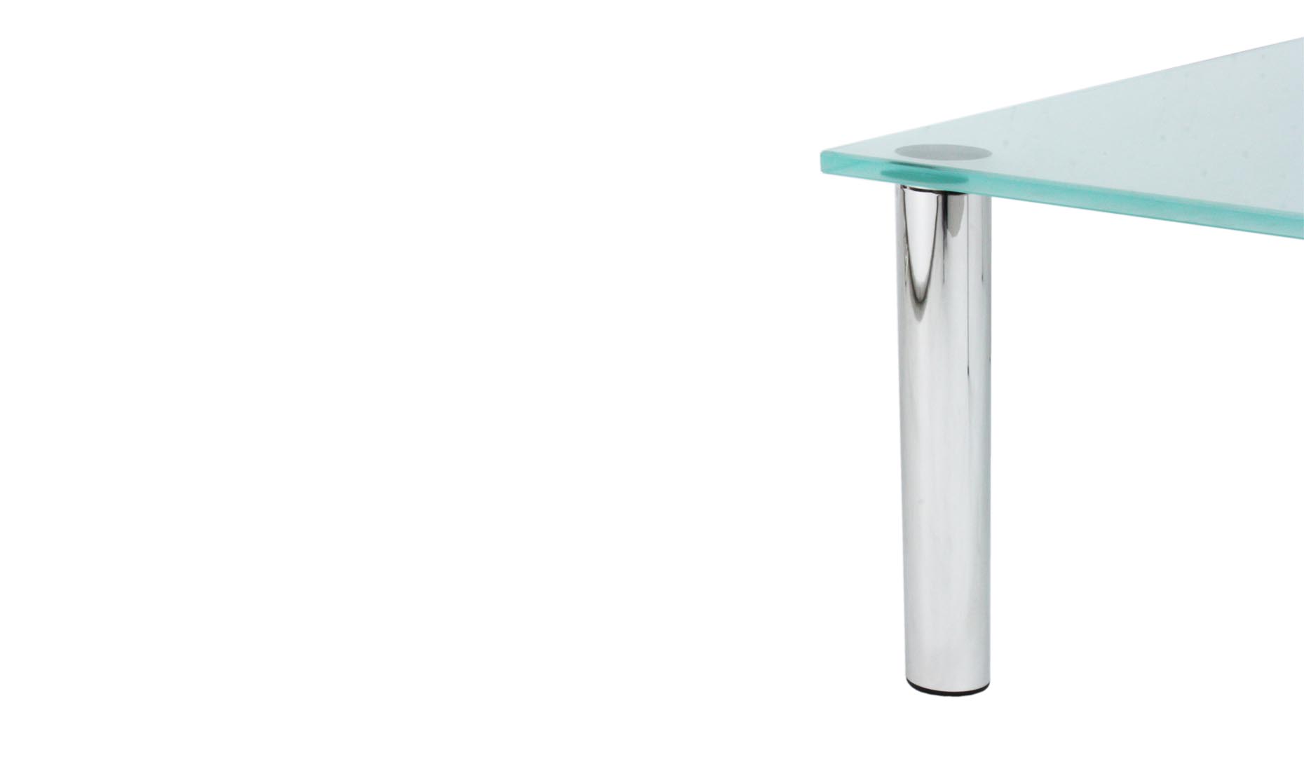 Cauchtisch -Tischplatte Milchglas, Tischbein D 60mm Edelstahl poliert