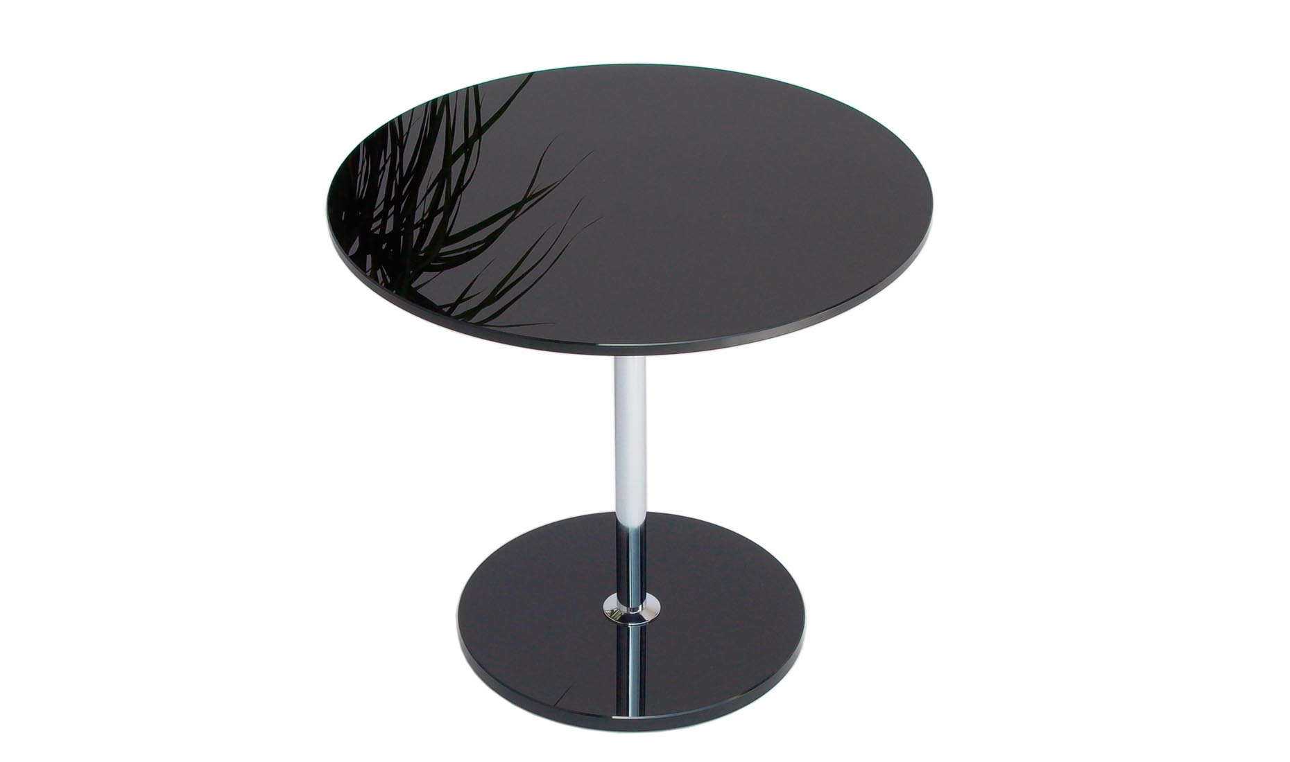Beistelltisch rund, Glasplatte lackiert schwarz weiß RAL...