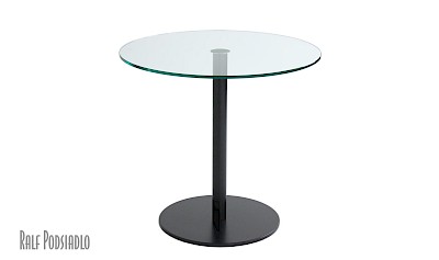 Ess-, Küchentisch Glasplatte rund - Gestell schwarz