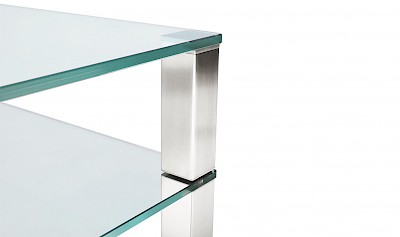 CUB-ETAGE Glas-Regale, TV-Glas-Racks, Glas-Sideboards, nach Maß - Satinato Glas, weißes Glas, (Optiwhite), Rauchglas