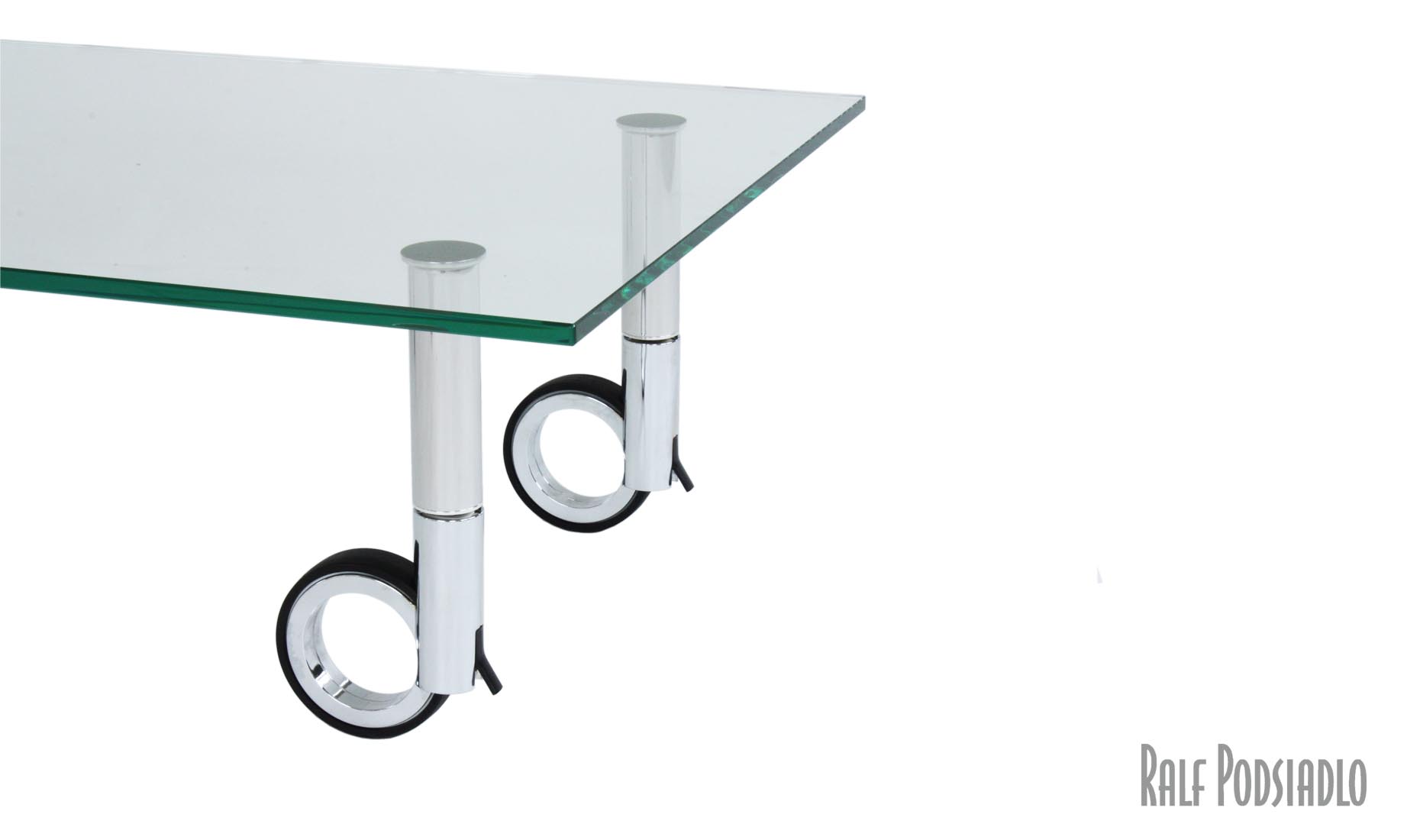 Couchtisch mit Rollen - Glasplatte: Satinato, Float, Optiwhite - Höhe und Größe nach Wunsch