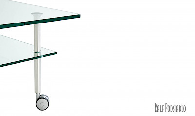 Couchtisch DUO auf Rollen mit Glasablage