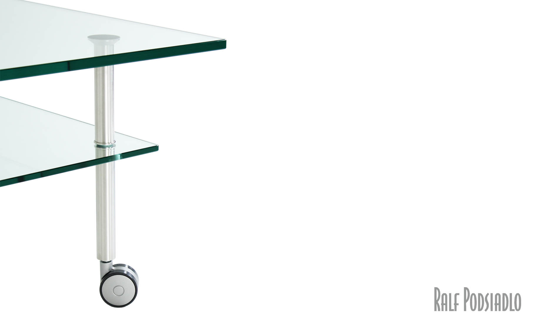 Couchtisch DUO auf Rollen mit Glasablage