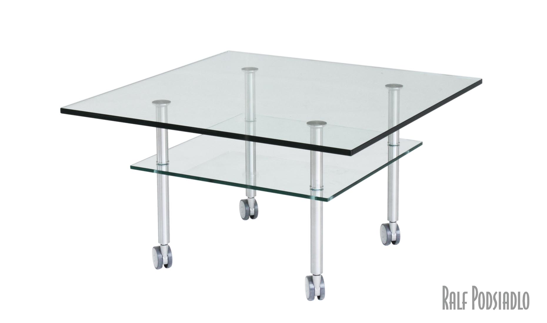 Glastisch nach Maß DUO rollbar - zwei Glasplatten