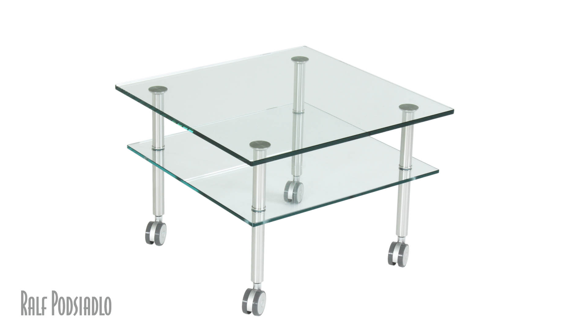 Couchtisch auf Rollen DUO Glasplatte 12mm strk