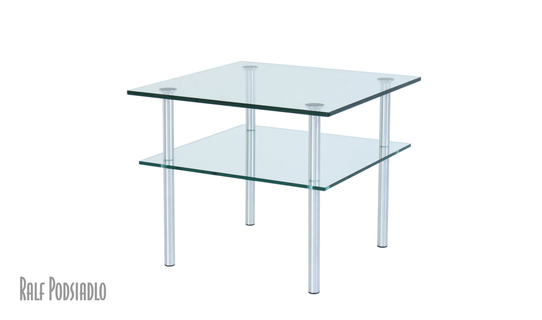 Beistelltisch 70x70cm mit zweite Glasplatte