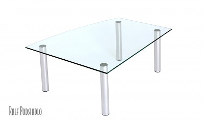 Couchtisch OBJEKT nach Maß Modell-Glasplatte / Edelstahl oder Chrom