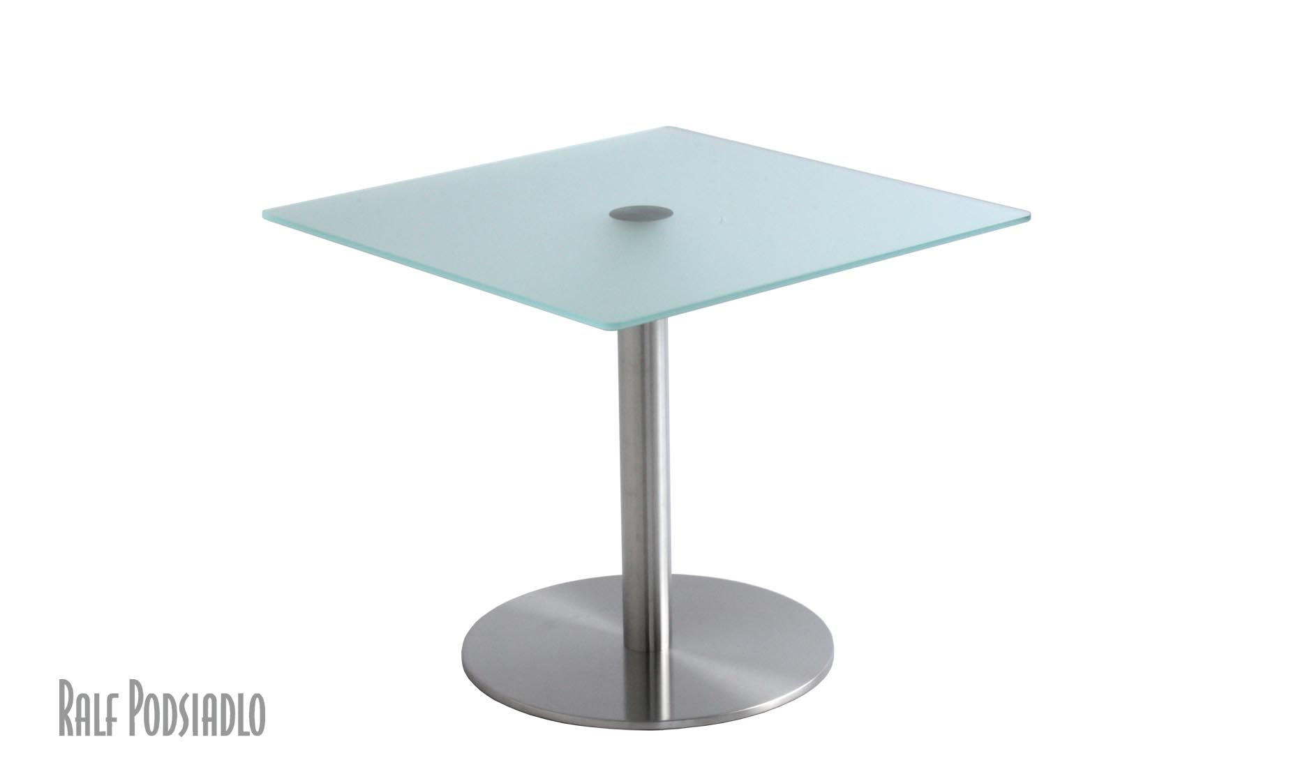 CENTRO mit Säule und Bodenplatte D60cm, Mattglas (Glastische)