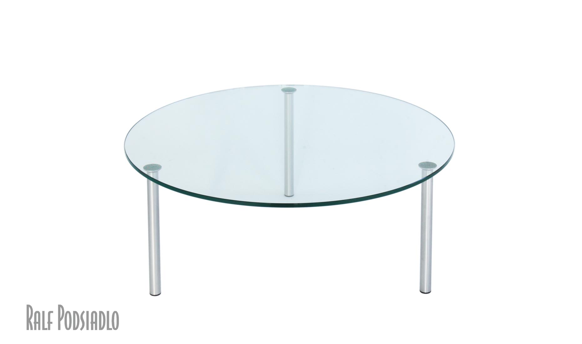 Couchtisch mit drei Tisch-Beinen, Glas rund, Höhe nach Maß