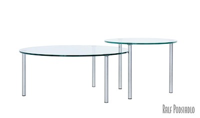 Couchtisch-Set 2-tlg. runde Glasplatten, Höhe nach Maß